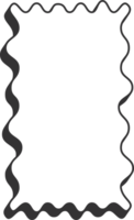 Wavy border frame. Rectangle scallop edge box. Retro cute rectangle shape. Squiggle groovy aesthetic decorative design with shadow. png