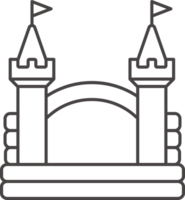 Bouncy castle icon. Inflatable house trampoline with slide for jumping. Playground outline pictogram for kids zone amusement park and summer party. Inflated elastic equipment png