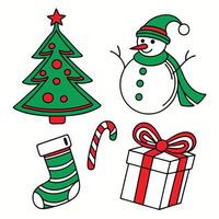 a snowman and a christmas tree are shown with a snowman. vector