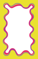 Wavy scallop border. Rectangle fun wavy frame. Cartoon hand drawn shape for text picture and photo. Doodle groovy psychedelic template. Abstract funky decorative y2k squiggle bubble png