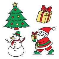 a christmas card with santa and a christmas tree on it vector
