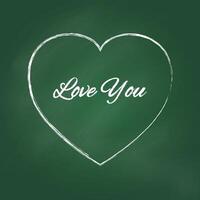 Big outline sketched white heart in chalk style vector