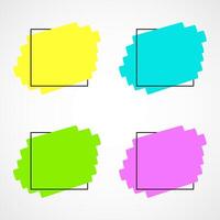Set of highlighter brush pen hand drawn elements. Bright colorful hand drawings with highlight marker solid lines scribble and elegant black frame. illustration for sketchy abstract logo. vector