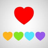 Five color heart icon eps 10. Simple love symbol for web decoration, apps or valentines day cards. vector