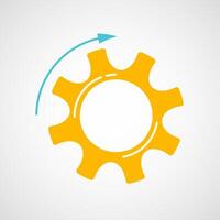 Mechanical cogs technology illustration. Teamwork concept design element with orange and blue cog or gear signify communication progress. Cogwheel graphic for web icons or modern background vector