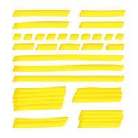 Yellow hand drawn highlighter brush graphic set. Realistic highlight scribbled rectangle with solid lines and sketchy dashed or dotted stroke hand drawing illustration for business presentation vector