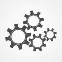 Industrial gears black business illustration. Teamwork concept design element, contour cog and gear signify communication progress. Cogwheel graphic for web element, background or sign template vector