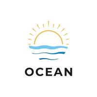 ocean wave sun logo design concept idea vector