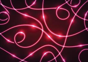 Red random light line curve wavy dark background vector