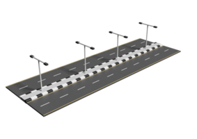 A 3d rendering of a road with traffic lights in the middle png