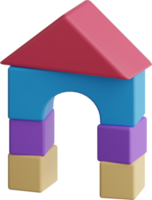 Building blocks house 3d icon for kid creativiry png