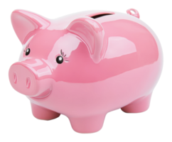 Bright pink piggy bank for saving money png
