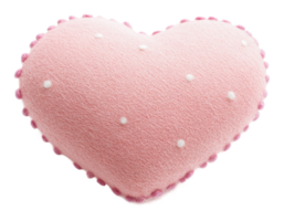 Soft pink heart pillow with decorative accents png