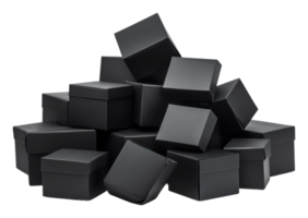 Pile of small black boxes ready for gifting png
