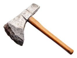 Traditional hand axe with wooden handle png