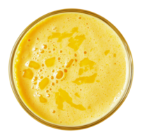 Freshly prepared mango smoothie in a glass bowl png