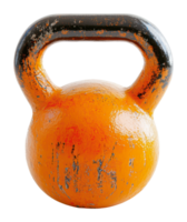 Old orange kettlebell with wear and tear png