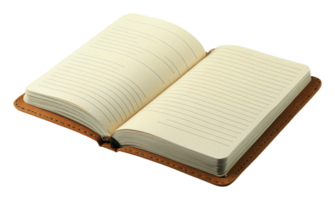 Leather-bound notebook open on a flat surface png