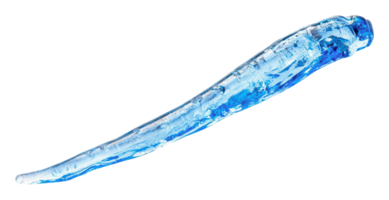 Icicle with blue tint hanging from an overhang png