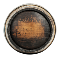 Wooden barrel top with rustic surface and texture png