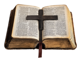 Open book with a cross on top for reflection png