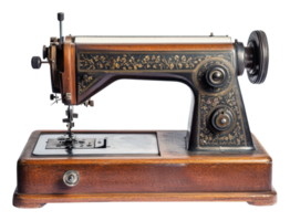 Vintage sewing machine on display in workshop png