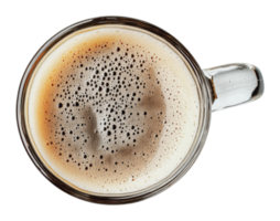 Beer topped with foam in a clear glass mug png