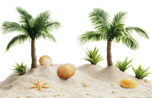 Tropical scene with palms and shells png