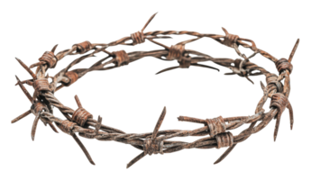 Barbed wire crown resting on a flat surface png