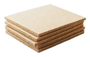 Flat stack of particleboard sheets ready for use png