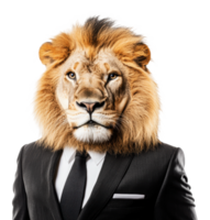 Lion in a suit showcasing a unique concept png