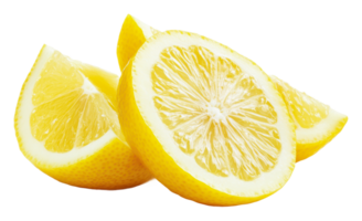 Fresco limón rebanadas arreglado en un blanco antecedentes png