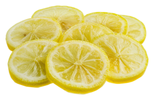 Freshly sliced lemon rounds arranged on a surface png