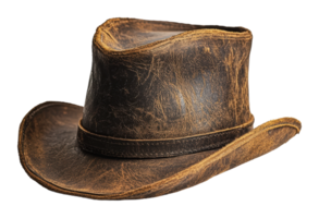 Classic worn leather cowboy hat with character png