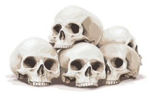 Realistic skulls arranged in a stacked formation png