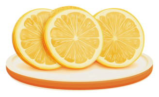 Fresh lemon slices arranged on a cutting board png