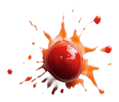 Bright red ketchup splash from falling condiment png