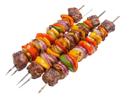 Skewered meats and veggies for BBQ png