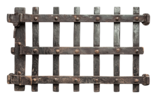 Historical iron gate with rustic design details png