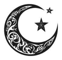 Moon and star design with intricate patterns png