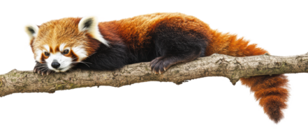Red panda resting on a branch in nature png