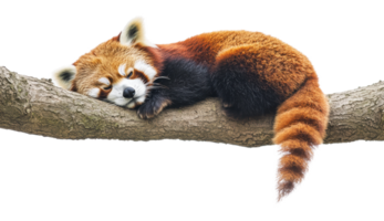 Red panda resting on a branch in a natural habitat png