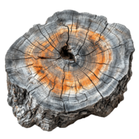 Close-Up of a Tree Trunk Cross-Section with Distinctive Rings on Transparent Background png