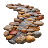 Dynamic Creek Flowing Between Smooth Rounded Rocks png