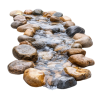 Serene Stream with Smooth Rocks in Swift Flow png