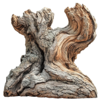 Aged and Gnarled Tree Trunk with Textured Bark Isolated on Transparent Background png
