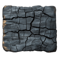 Rustic charred wood showcasing the effects of intense heat with deep cracks and blackened texture png
