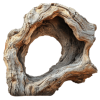 Hollow Tree Branch Cross-Section with Weathered and Textured Edges png