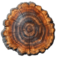 Detailed View of Sequoia Wood Cross-Section with Rich Growth Patterns and Textured Surface png