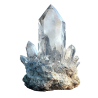Cluster of Clear Quartz Crystals with Hexagonal Structure and Pointed Terminations png